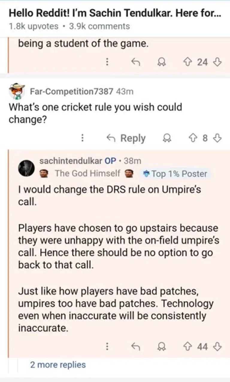 Sachin on Umpire's call run change